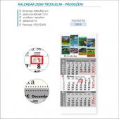 Kalendar zidni trodijelni 2026. produzeni (glava + pasica)