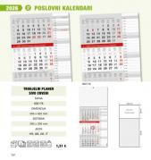 Poslovni SIVO-CRVENI planer trodjelni kalendar 2026.